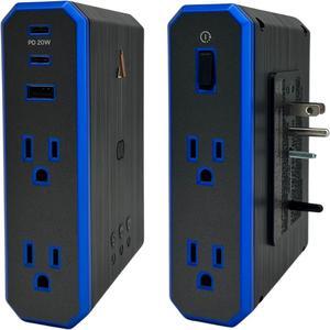 Austere V Series Outlet Extender Wall Charger, 4 Outlets Surge Protector Power Strip, 2 USB C & 1 USB A 2.4 amp 20W Power Delivery, 3000 Joules Multi Plug EMI/RFI Filtering, 5 Year Component Guarantee