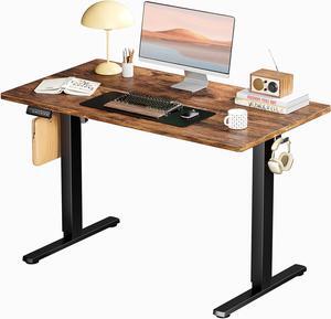 SMUG Standing Desk, Adjustable Height Electric Sit Stand Up Down Computer Table, 40x24 Inch Ergonomic Rising Modern Lift Motorized Gaming Desktop Workstation for Work Home Office, Rust Brown