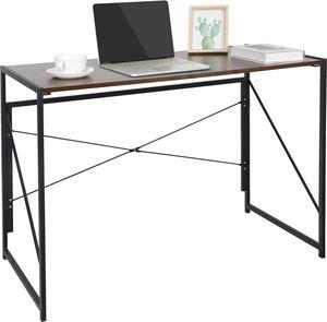 ZenStyle Folding Computer Desk, Writing Study Desks for Home Office, Corner Laptop Gaming Folding Table with Metal Frame, 39 Inches,Brown