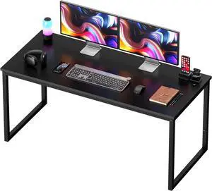 ZENY Computer Desk,55 Inch Office Desk Gaming Desk Writing Desk, Modern Simple Desk PC Laptop Study Student Table (Black, 55 inch)