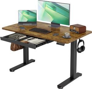 Standing Desk with Drawers, Stand Up Electric Standing Desk Adjustable Height, Sit Stand Desk Computer Workstation, 48 Inch, Rustic Brown