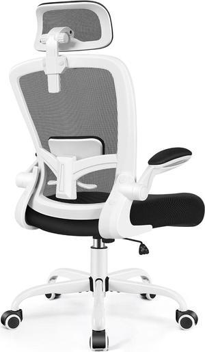 FelixKing Ergonomic Office Chair, Headrest Desk Chair with Adjustable Lumbar Support, Home Office Swivel Task Chair with High Back and Armrest, Adjustable Height Gaming Chair (White)