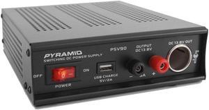 Universal Compact Bench Power Supply - 9 Amp Regulated Home Lab Benchtop AC-DC Converter Power Supply for CB Radio, HAM w/ 13.8 Volt DC 115/230V AC Switchable, USB, Cigarette Lighter - PSV90