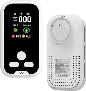 5-in-1 Carbon Monoxide Detectors,Natural Gas Leak Detector & Smoke and Carbon Monoxide detectors Plug-in, Battery Backup, HD Digital Display for CO, Smoke, Gas, Temp, Humidity - Home & RV Use