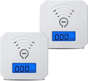 Carbon Monoxide Detector 2 Pack,CO Gas Monitor Alarm with LCD Digital Display and Sound WarningBattery Powered High Accuracy CO Alarm for Home,Office,Warehouse