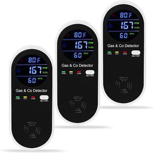 3 Packs Plug in Gas & Carbon Monoxide Detector, 4-in-1 Carbon Monoxide Alarm,Fahrenheit(°F) & Humidity,Natural Gas Detector,Methane,Propane & CO Detector for Home,RV,Apartment