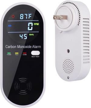 Carbon Monoxide Detectors, Carbon Monoxide Detector Plug in with Temperature Humidity Sensor Built-in, CO Level Monitor Alarm with Clear LCD Display Sound & Light Warning for Home/Hotel/RV