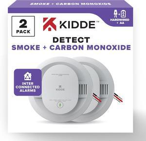 Kidde Hardwired Smoke & Carbon Monoxide Detector, AA Battery Backup Smoke Alarm, Interconnectable, LED Warning Light Indicators, 2 Pack