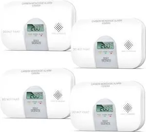 Siterwell Travel Carbon Monoxide Detector, 10 Year Product Life Carbon Monoxide Detectors with LCD Digital Display and Sound Warning, ETL Listed, Portable Carbon Monoxide Detector for Home, 4-Pack