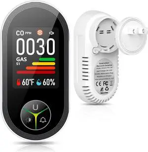 4-in-1 Carbon Monoxide Detectors & Natural Gas Leak Detector Plug in, Combination CO Detector & Combustible Gas, LPG, Methane, Propane Alarm with Fahrenheit(°F) & Humidity for Home, Hotels, RV Travel