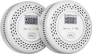 2-Pack Smoke Detector Carbon Monoxide Detector Combo,Combination Smoke and Carbon Monoxide Detector with Display,Smoke Detector CO Alarm with Battery