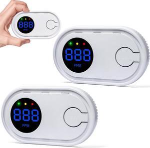 2Pack Carbon Monoxide Detector, CO Gas Monitor Alarm with Digital Display, Sound & Light Warning (White)