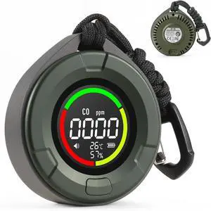 DS-100 Portable Carbon Monoxide Detector for Travel, 140H Standby, CO Detector with Magnetic Back, Rechargeable 3-in-1 CO Monitor with Audible & Visual Alarm for Camping, Hotel, Car & RV