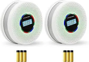 2 Pack Upgraded Combination Smoke and Carbon Monoxide Alarm Detector, Dual Sensor Smoke Alarm&Carbon Monoxide Detector (Includes Battery)