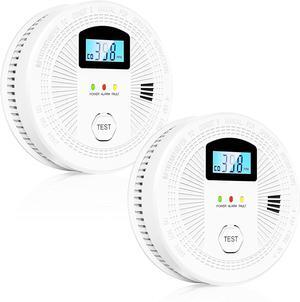 2 Pack 2 in 1 Carbon Monoxide Smoke Detector, Battery Operated (Include) Fire CO Alarm with Test Button Home Smoke Alarm