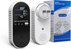 Natural Gas Detectors &Plug in Carbon Monoxide Detector 4 in 1 Co and Gas Detector Temp Humidity MonitorPropane, LPG, Gas Detector for HomeKitchen,HotelsRV.1 Pack