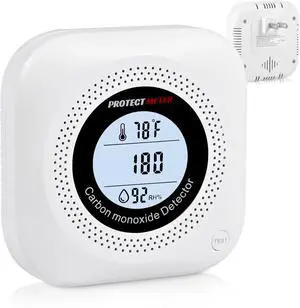 Carbon Monoxide Detectors, Temperature & Humidity Monitor (3-in-1)  Portable Carbon Monoxide detectors Plug in for Travel, CO Detector for Home, Hotel, RV with 110V-220V AC, White Color