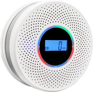 Smoke Detector Carbon Monoxide Detector Combo with Digital Display and Sound Light Alarm, 2-in-1 Smoke & CO Alarm with Battery Operated for Home, Travel or RV