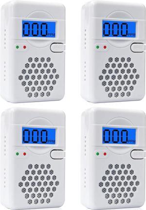 4 Pack Carbon Monoxide Detectors,CO Alarm Detector Device with LED Digital Display for Home,Travel,Battery Powered(Batteries NOT Included)
