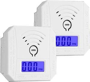 Carbon Monoxide Detector 2 Pack, Battery Operated High Accuracy CO Alarm with Sound Warning and Digital LCD Display (2AAA Batteries NOT Included)