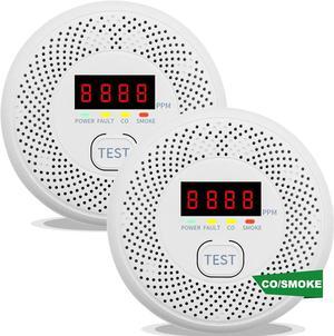 Carbon Monoxide and Smoke Detector, LCD Display, Battery Powered, Dual sensors, 85dB Voice Alarm and Real-time Tracking, Suitable for Home/Kitchen/Bedroom/RV (Small Screen, 2Pack-CO&Smoke)