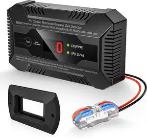 Dual CO/LP Alarm with Bracket - RV Carbon Monoxide and Propane Detector for Travel Trailer and Camper, Separated LED Indicator for Propane and CO, 85dB Loud Alarm - 12V DC RV Propane Gas Detector