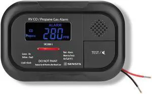 RV Carbon Monoxide & Propane Dual Gas Detector - Surface Mount - Hard-Wired DC 12V, Large LCD Display, 85dB Loud Alarm, Easy Reset/Test Button - Ultimate Safety for Your Adventures (Black)