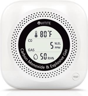 Carbon Monoxide Detectors Plug in, 4 in 1 Natural Gas, CO, Propane, Temp, Humidity & Explosive Gas Alarm for Home, Hotel, Kitchen, Camper