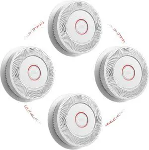 SITERWELL Smoke and Carbon Monoxide Detector 10-Year Battery, Wireless Interconnected Smoke Alarm Carbon Monoxide Detector with Dual Language Voice Alerts for Home and Babyroom, 4 Pack