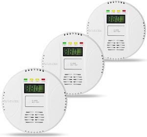 3 Packs Carbon Monoxide Detectors - Carbon Monoxide Alarm Battery Powerd, CO Detector Alarm Monitor Battery Operated with Digital Display for Home Apartment Hotel Office(WA668-1)