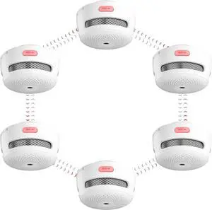 X-Sense Wireless Interconnected Smoke Detector Battery Powered Fire Alarm with Over 820 feet Transmission Range, XS01-WR Link+, 6-Pack