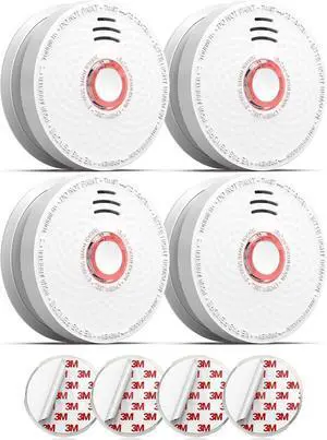 Jemay Smoke Detector, 10-Year Photoelectric Technology Smoke Alarm, 9V Battery Operated Smoke Detector Fire Alarms with Test Button & Low Battery Signal, Fire Alarm for Home, Bedroom, GS528A-C, 4-Pack