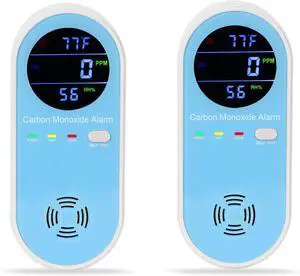 2 Packs Carbon Monoxide Detector Plug in Wall - Carbon Monoxide Alarm with Temperature(°F) & Humidity, Large Color Digital Display, CO Detector for Real-time Monitor of Home,Bedroom,RV,Apartment