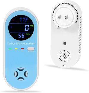 Carbon Monoxide Detector Plug in Wall - Carbon Monoxide Alarm with Temperature(°F) & Humidity, Large Color Digital Display, CO Detector for Real-time Monitor of Home,Bedroom,RV,Apartment