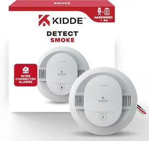 Kidde Hardwired Smoke Detector, AA Battery Backup, Interconnectable, LED Warning Light Indicators