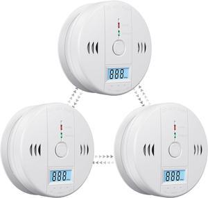 Carbon Monoxide Detectors Battery Powered, Carbon Monoxide Alarm with LED Digital Display, CO Alarm with Human Alarm Sounds and Test Button for Home Kitchen Restaurant Hotel Office(3 Pack)