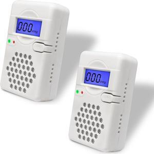 2 Packs Carbon Monoxide Detectors,Battery Operated CO Alarm Detector Monitor with Digital Display for Home Kitchen Restaurant Hotel Office(Batteries NOT Included)