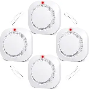 Smoke Detector, Battery Operated Smoke Alarm with Photoelectric Technology, UL Listed Fire Alarms Smoke Detectors with LED Indicator and Test Button (4 Pack)