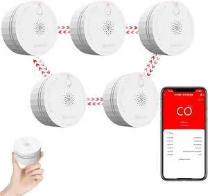 HEIMAN WiFi Mini Carbon Monoxide (CO) Detector, Battery Powered CO Alarm, Test-Reset Button, Low Battery Indicator, Portable Carbon Monoxide Alarm for Travel, Complies with UL2034 (5 Pack)