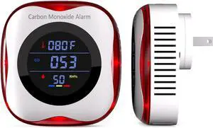 Carbon Monoxide Detectors Plug in Wall,TEYUAN 3-in-1 CO Detector | Humidity |Temperature Meter with LCD Display Sound & Light Warning,CO Level Monitor for Home RV Trip Camp-2 Pcs