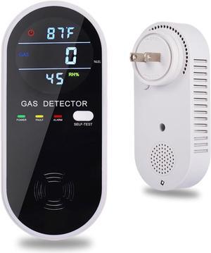 3-in-1 Combustible Gas Detector with Temperature and Humidity Display, Plug-in Portable Combustible Gas Leak AlarmNatural Propane Gas Detector for KitchenLiving RoomBedroom.