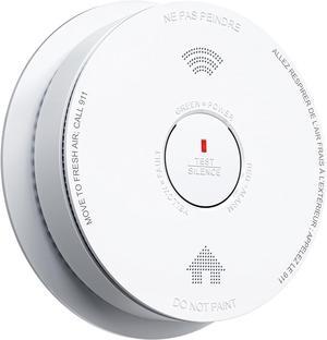 SITERWELL Smoke Detector 10 Year Battery Operated, Smoke Alarm with Photoelectric and Rlectrochemical Sensors, Fire Alarm with Bilingual Voice Alerts for Bedroom, Meets UL217-9th Standards, 1 Pack