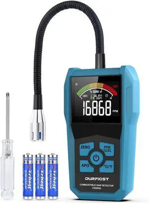 Natural Gas Detector, DURFICST Portable Gas Detector, Alarmable Gas Sniffer for Home Measuring Natural Gas, Coal Gas and Other Combustible Gases, Suitable for Kitchen Mobile Caravan Gas Station