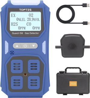 Guard-156 4 Gas Monitor Multi Gas Detector for H2S, CO, LEL, and O2, Triple Alarm Modes (Visual, Vibration, Sound), 0.5s Fast Response, Dust and Explosion Proof Design for Work and Home Safety