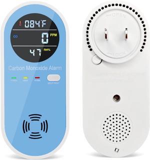 3-in-1 Carbon Monoxide Detectors, Portable CO Detector with Temperature Humidity Monitor, Digital Display, Carbon Monoxide Detector Plug in Wall for Home, RV, Hotel (1 Pack)