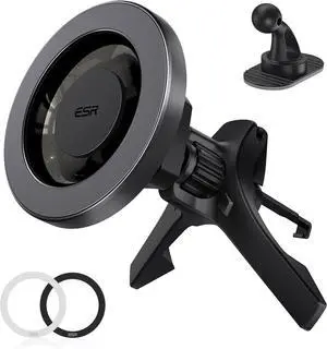 ESR for MagSafe Car Mount, Air Vent/Dashboard Magnetic Phone Holder for Car,Car Phone Holder Mount for iPhone 16/16e/15/14/13/12/Samsung, All Smartphones(2 Metal Rings included),Charging Not Supported