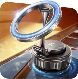 2025 Upgraded Vacuum Magnetic Car Phone Holder [89+LBS Suction/2800gf Magnet], Suction Cup Phone Mount, Ultra-Strong Magnetic Stand for Car/Mirror/Gym/Kitchen/iPhone16 15 14 13 12, Black
