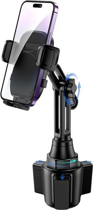 Cup Phone Mount for Car, [Upgraded Version] Universal Cup Phone Cradle Holder with Long and Adjustable Neck, Friendly Compatible with Cell Phone iPhone, Samsung, Google and All Smartphones