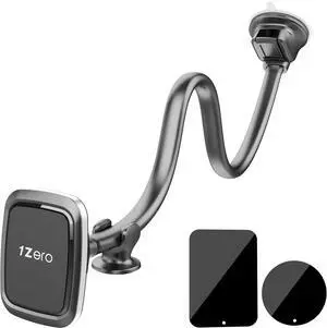 1Zero Magnetic Phone Car Mount 14-Inch Gooseneck Long Arm Extension, Universal Windshield Dashboard Industrial-Strength Suction Cup Car Phone Holder with 6 Strong Magnets, for All Cell Phones iPhone