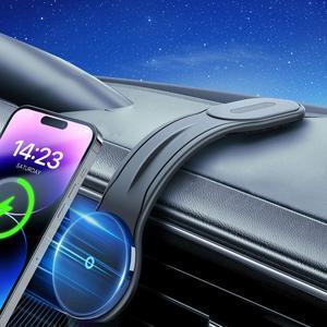 for 15W MagSafe Car Mount Charger, 360° Adjustable Aluminum Alloy Arm, 15W Magnetic Wireless Car Charger, Cell Phone Mount for Car Dash Fit for iPhone 16 15 14 13 12 Pro Plus Max Magsafe Case